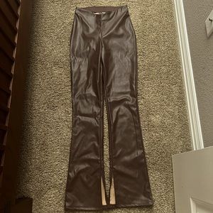 Brown Leather high waisted pants